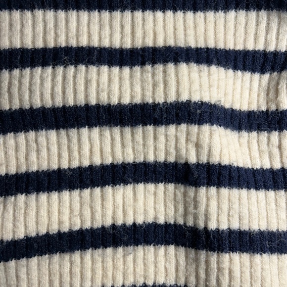 Mock Neck Navy Blue and White Striped Sweater - H&M Size M - Picture 2 of 4